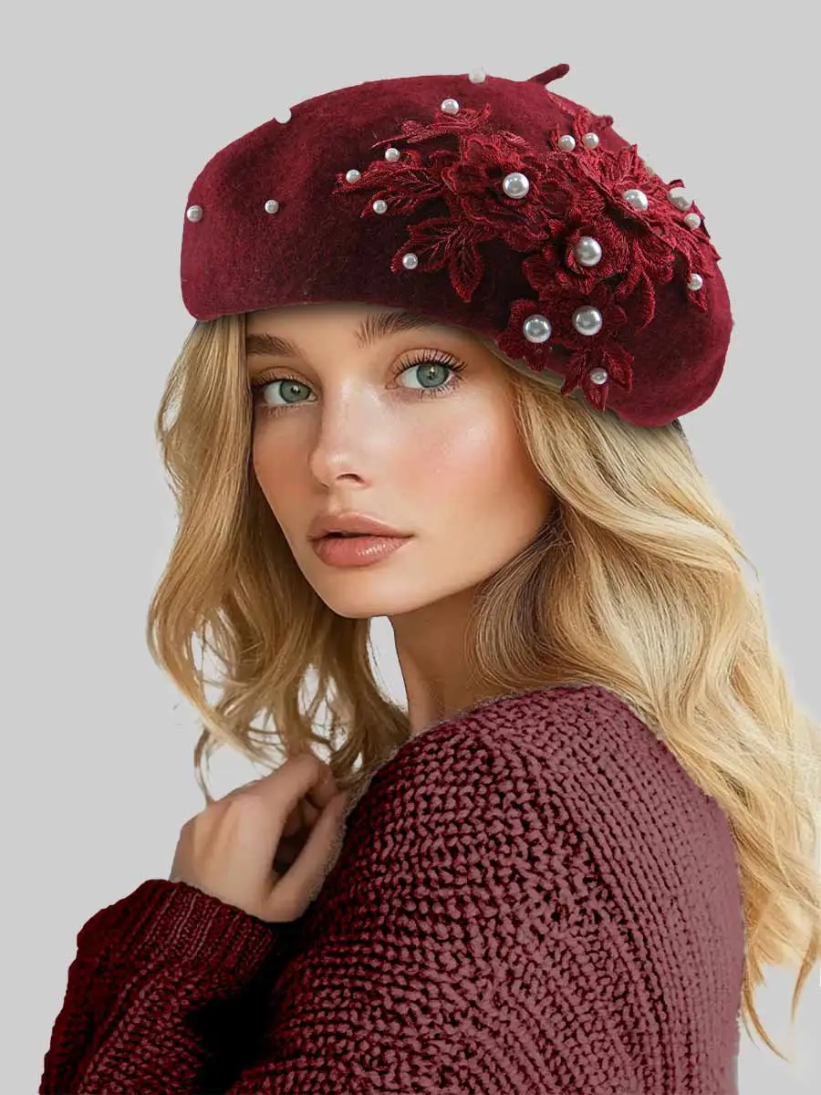 Mariana Pearl Beaded Lace Beret