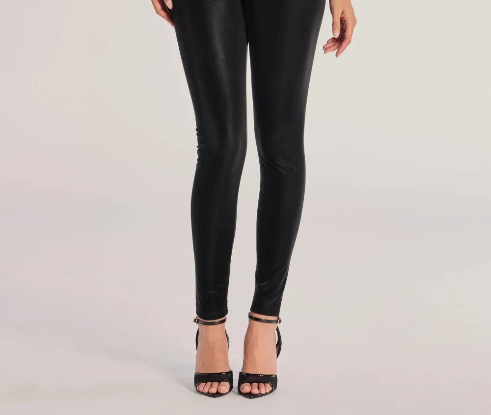 Black Faux Leather High-Rise Leggings