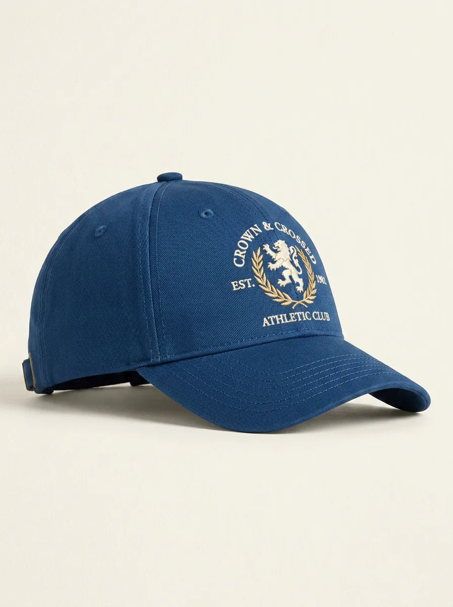 Unisex Crown & Crossed Athletic Club Lion Emblem Printed Cap