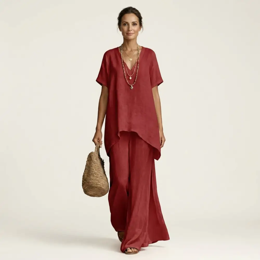 Libiana | V-Neck Linen Set