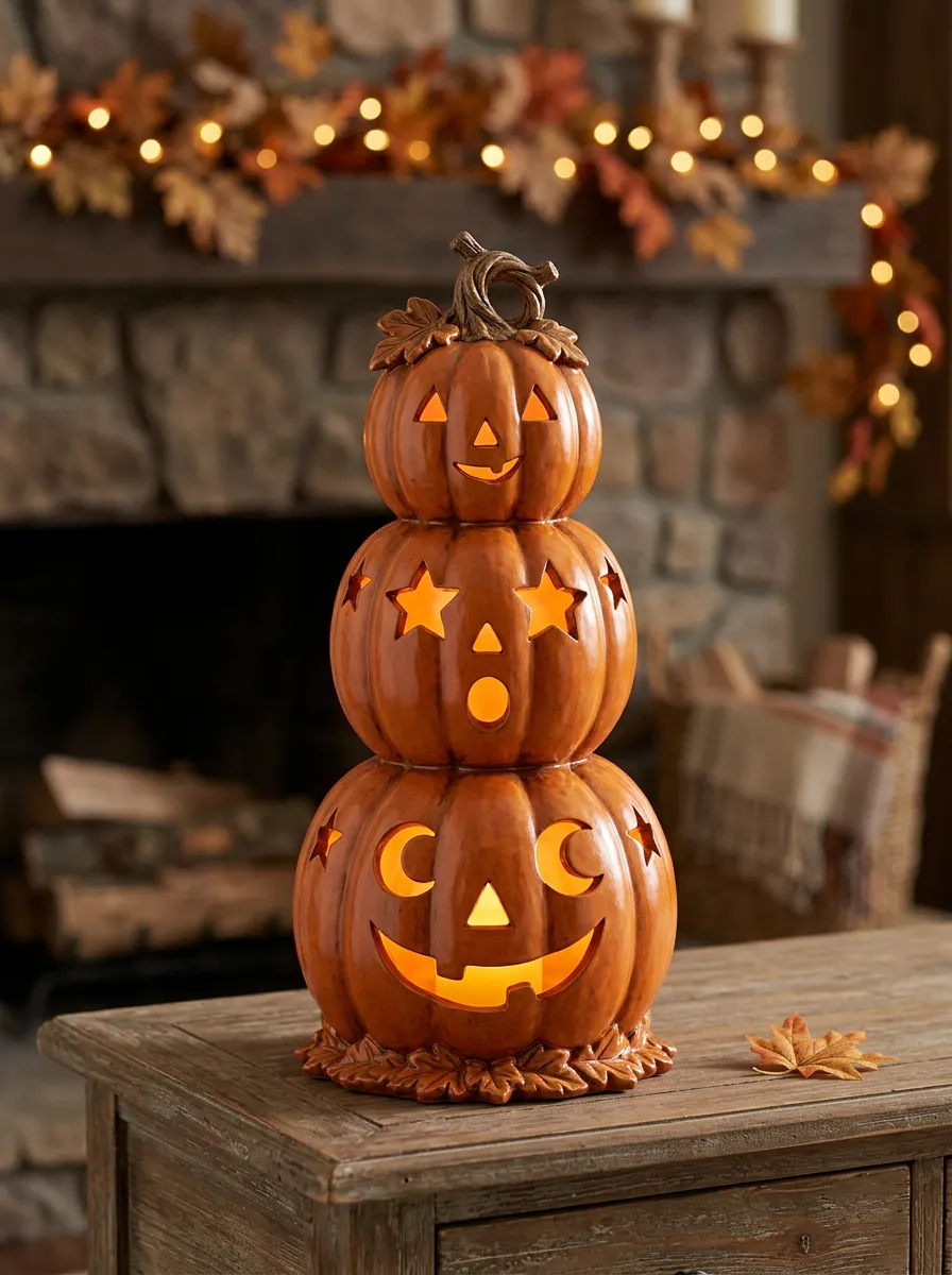 Stacked-Pumpkin Halloween Pumpkin Light