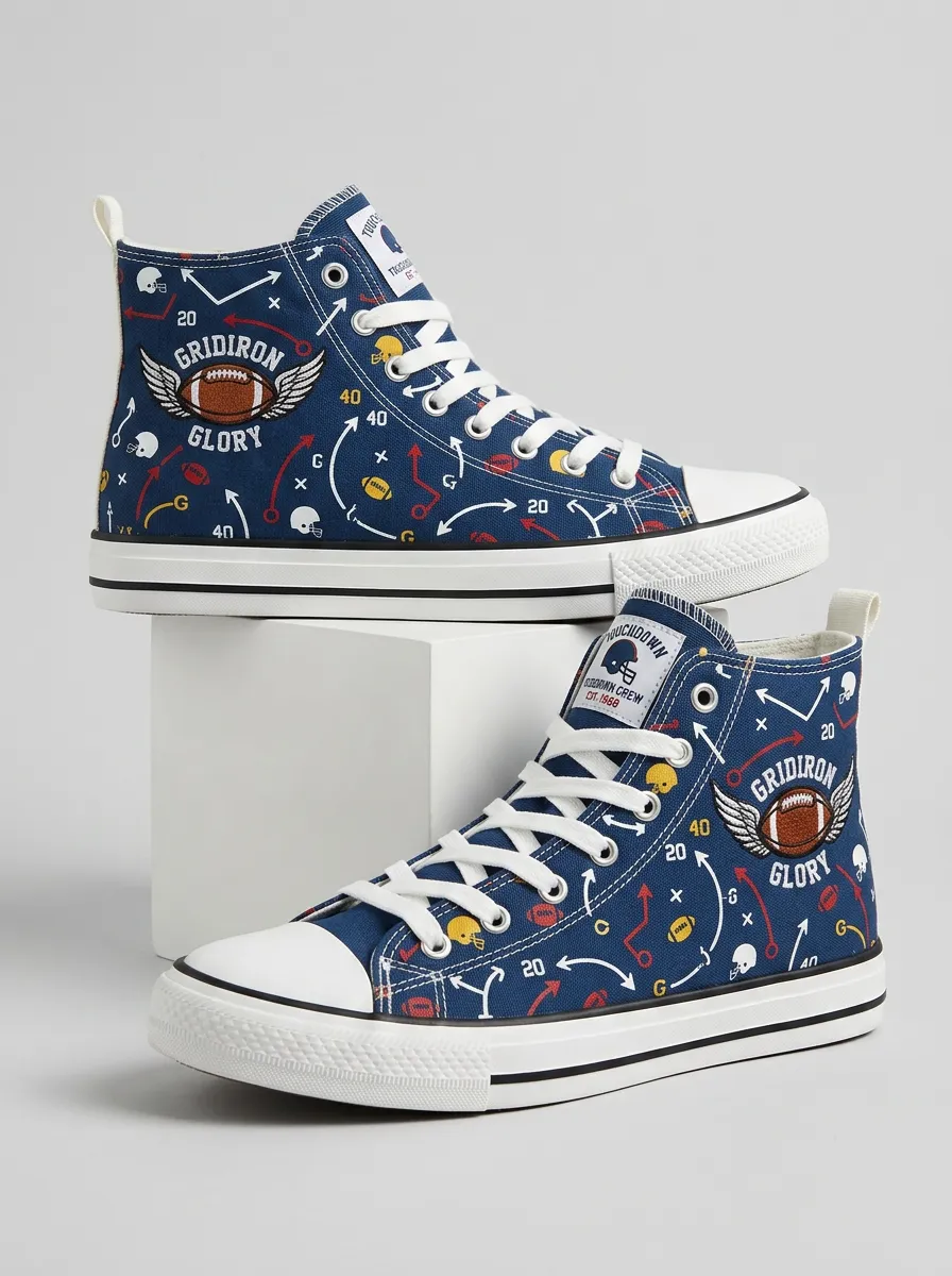 Unisex Football Fan Gridiron Glory Printed Sneakers