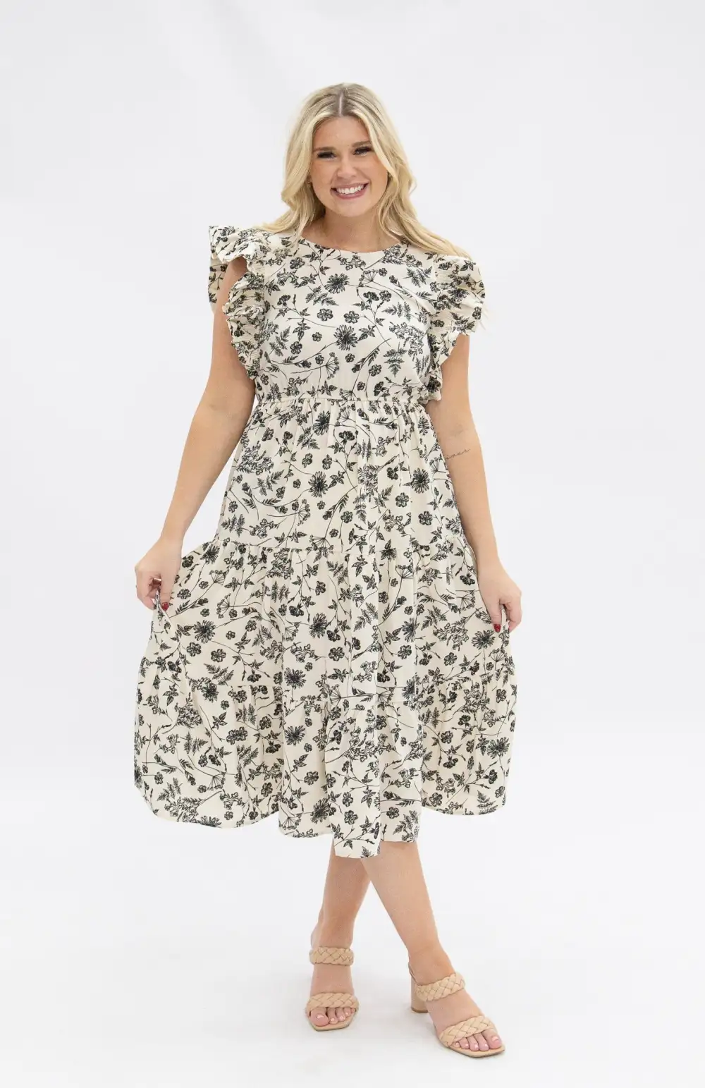 Tiered Floral Midi Dress