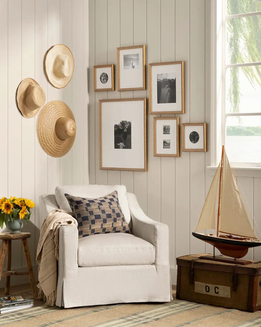 Slipcovered Swivel Armchair