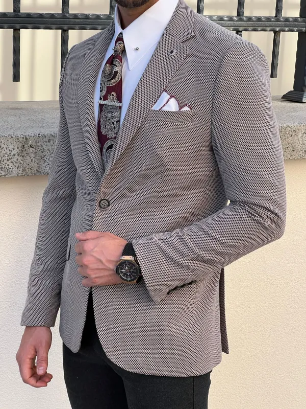Refined Slim Fit High Quality Mono Collar Knitted Blazer