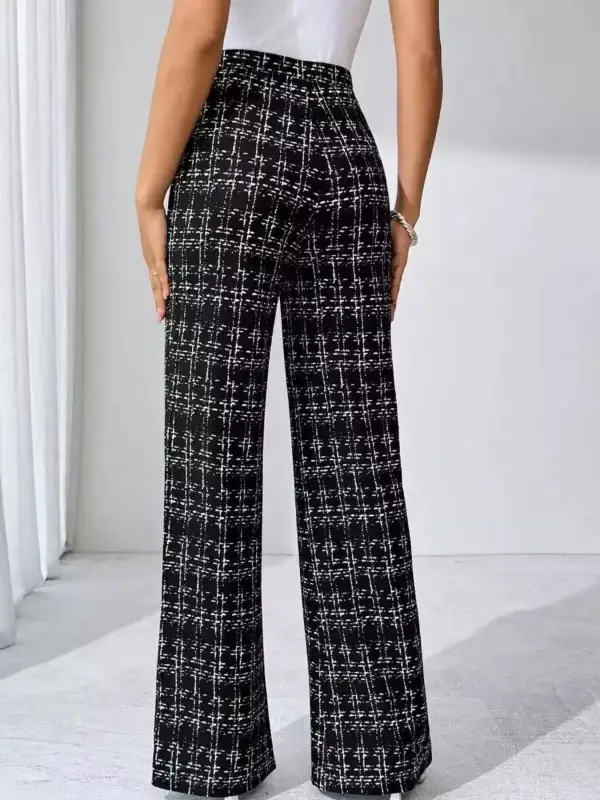 Plaid Wide Leg Casual Pants