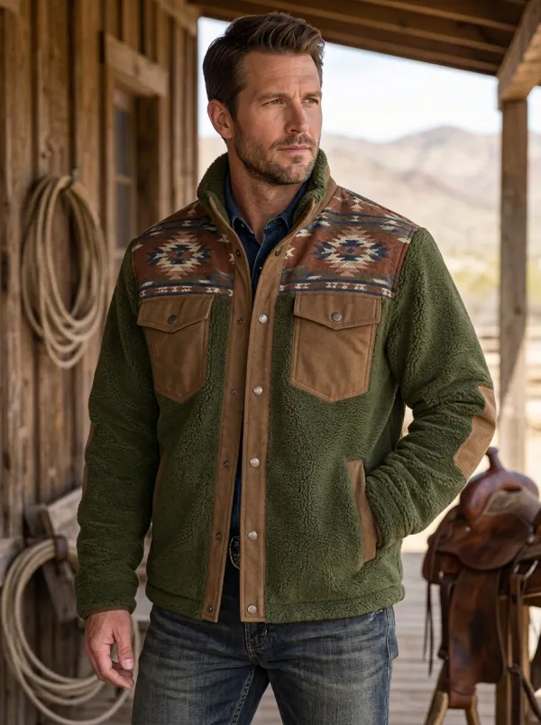 Prairie Ridge Aztec Design Men's Western Fleece Jacket