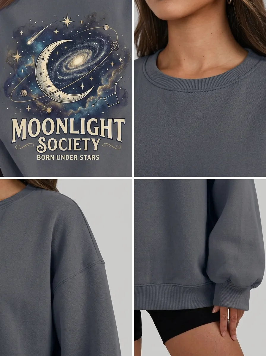 Women's Celestial Moonlight Society Galaxy Printed T-shirt