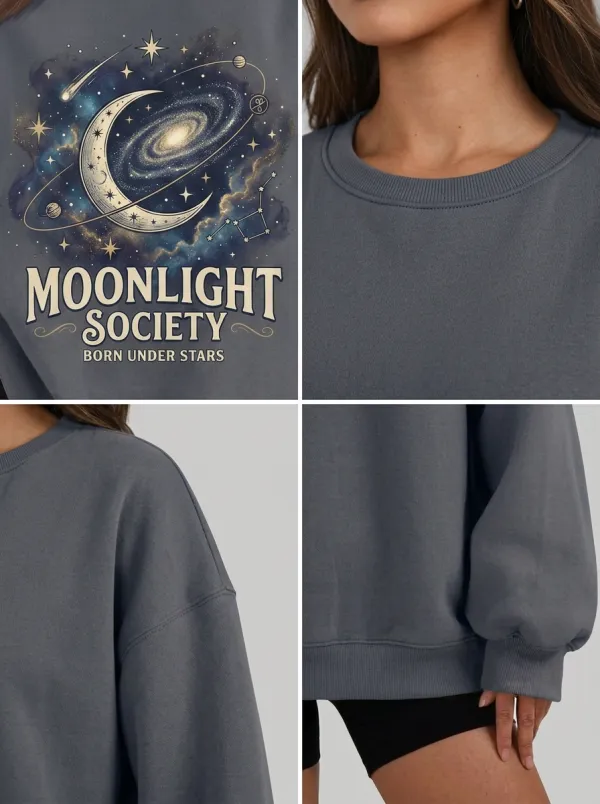 Women's Celestial Moonlight Society Galaxy Printed T-shirt