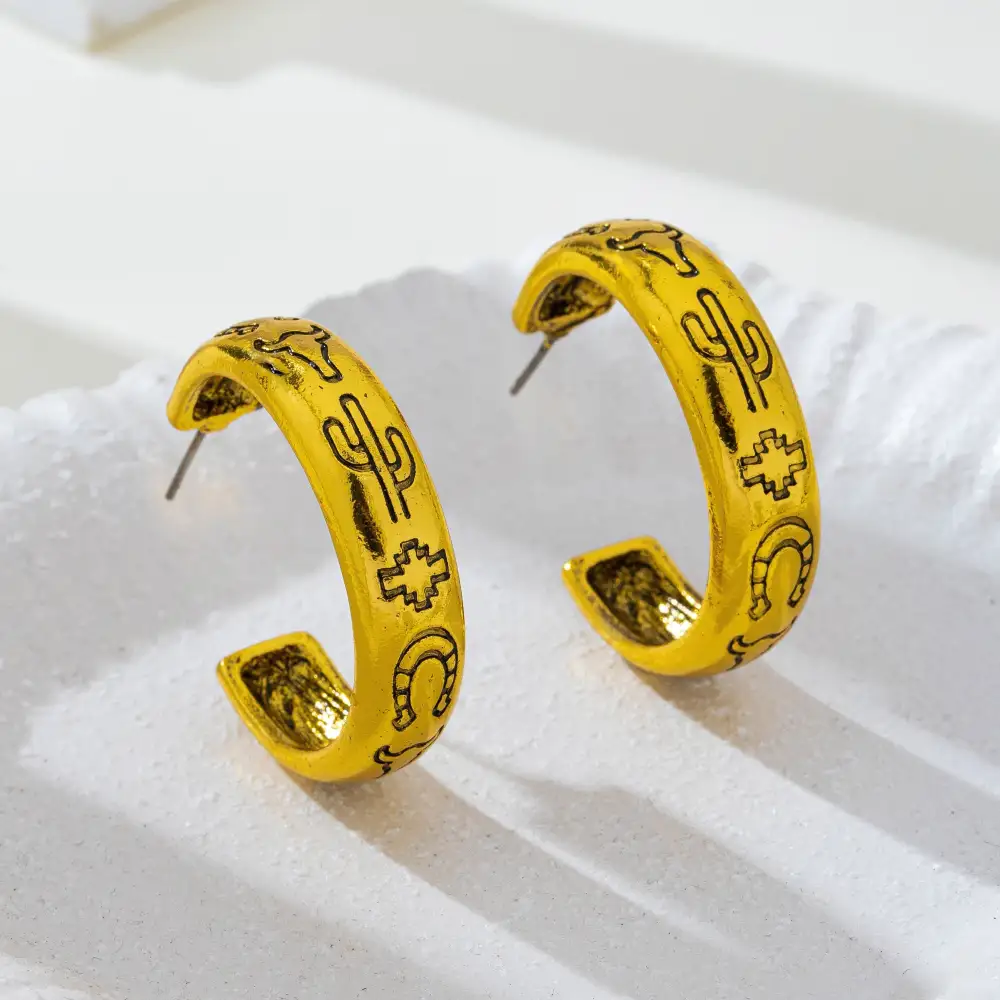 Western Icon ngraved Tone Hoop
