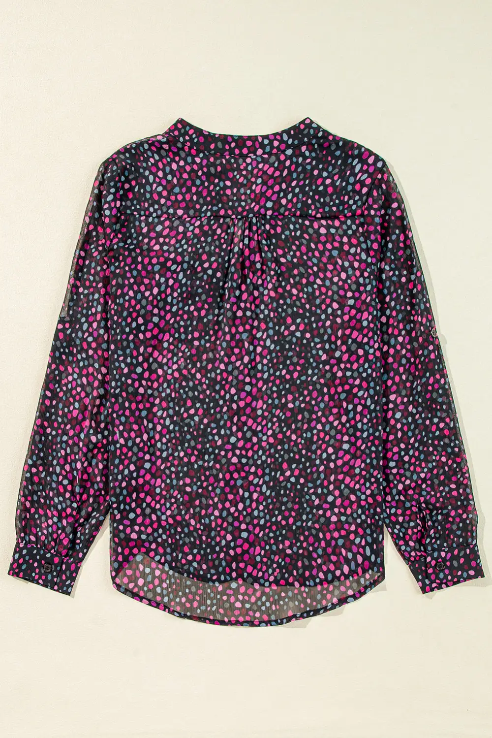 Boho Dot Print Button Front Shirt Blouse