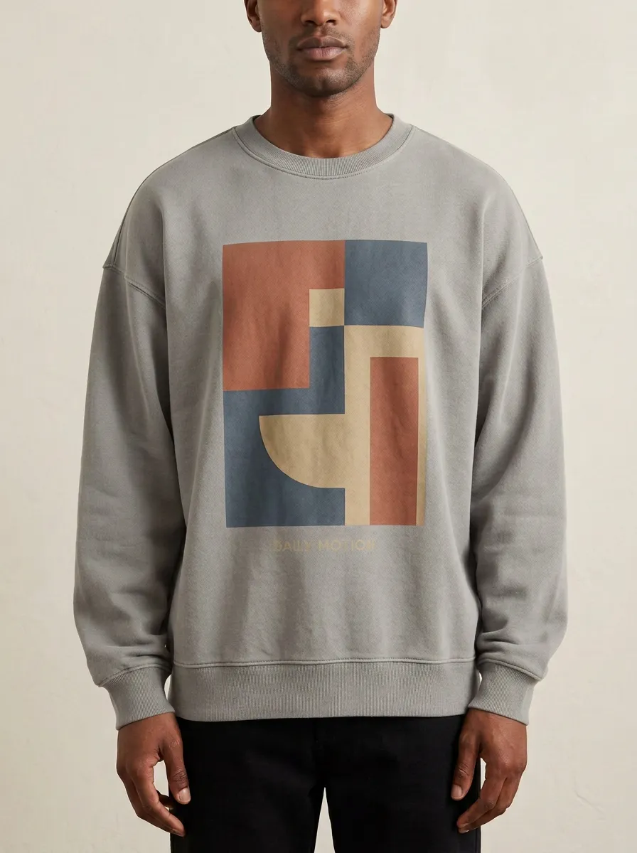 Motion Geometric Abstract Crewneck Hoodie