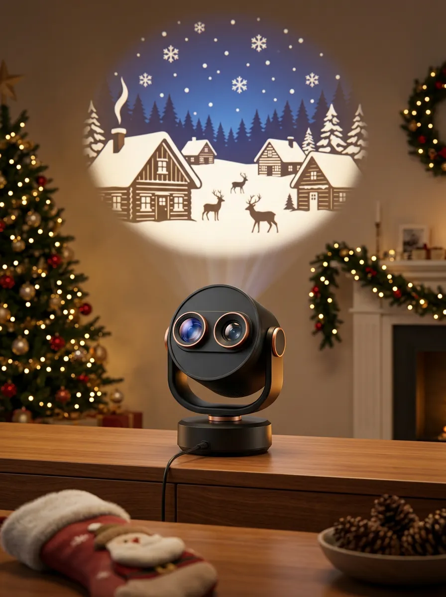 Snowy Village Reindeer Christmas LED Light Projector