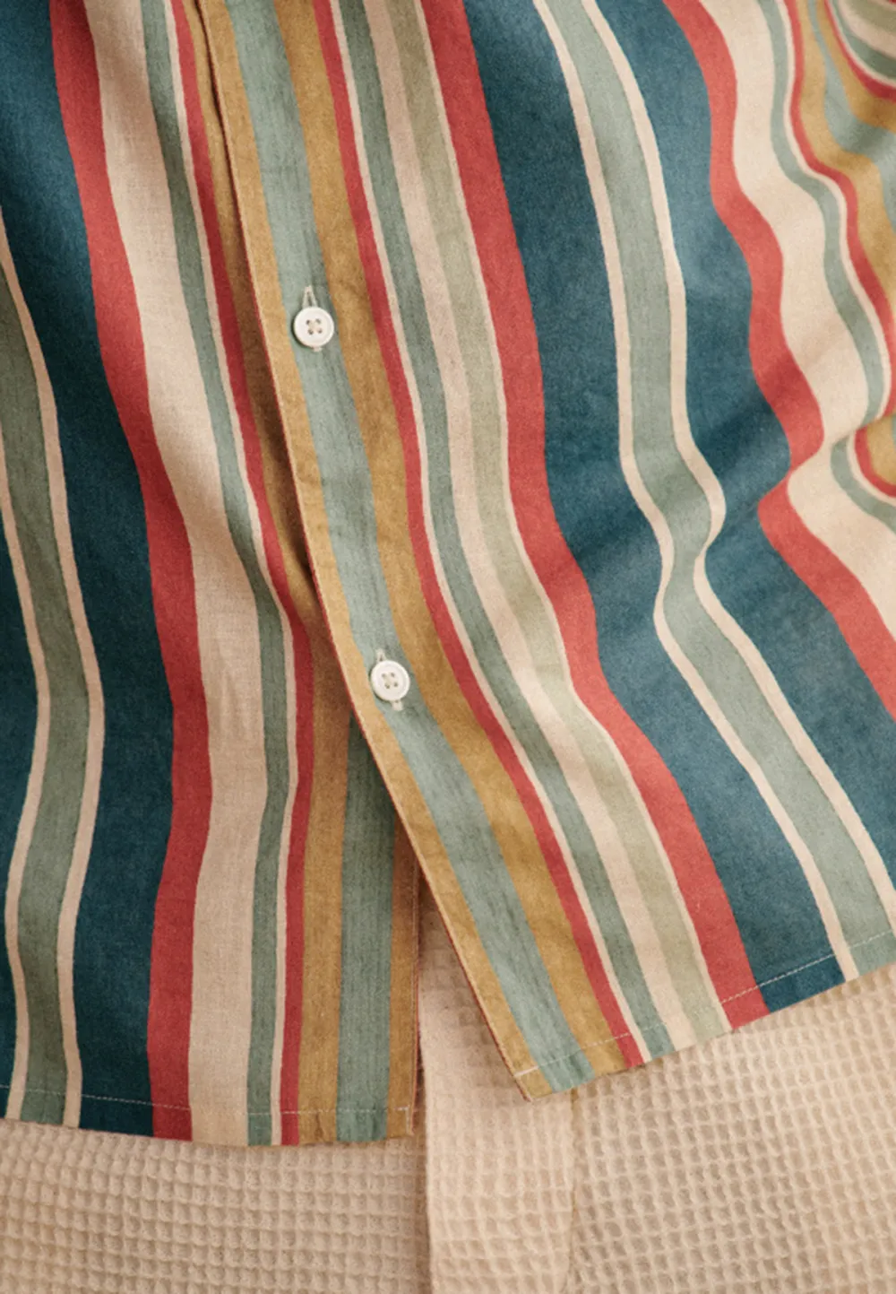 Multicolor Bold Stripe Short Sleeve Camp Shirt