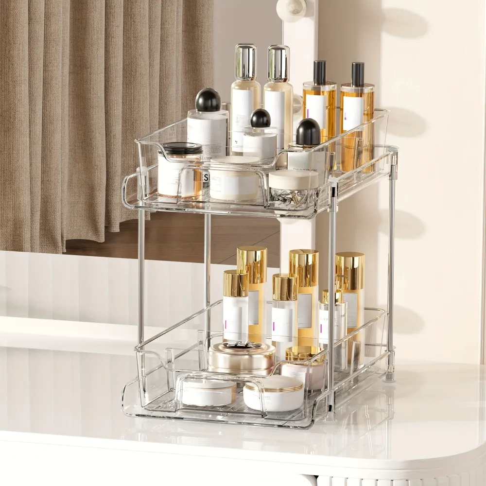 Durable Multi-Layer Clear Storage Rack, Bathroom Essential for Cosmetic and Lotion Organization