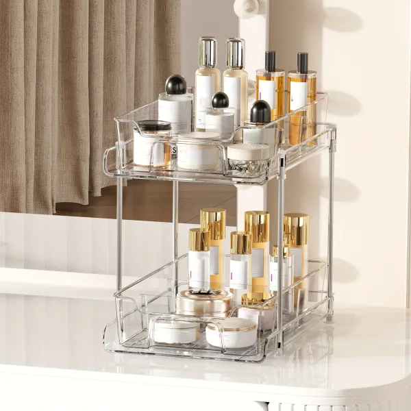 Durable Multi-Layer Clear Storage Rack, Bathroom Essential for Cosmetic and Lotion Organization
