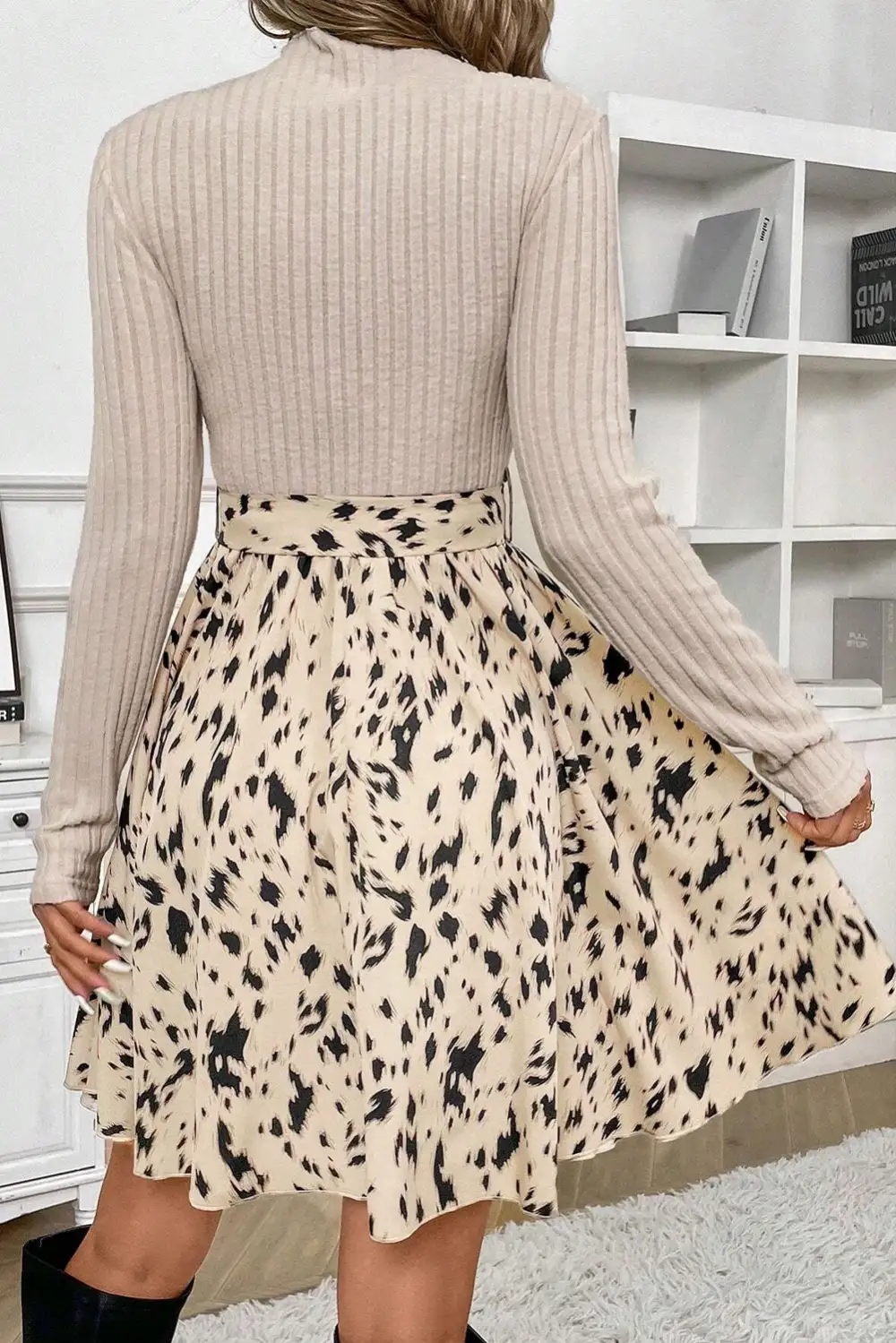 Ribbed Knit Belted Mini Dress