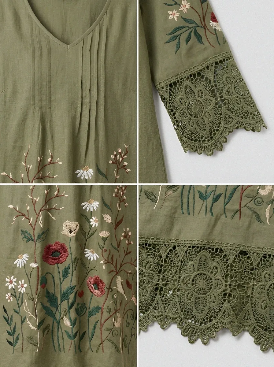 Women's Summer Vacation Floral Embroidery Printed Dress