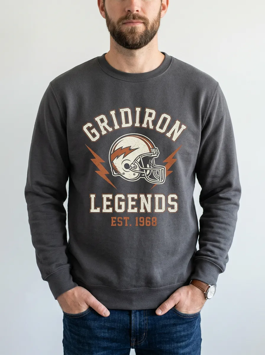 Classic Men's Football Fan Gridiron Legends Helmet Printed Sweatshirt