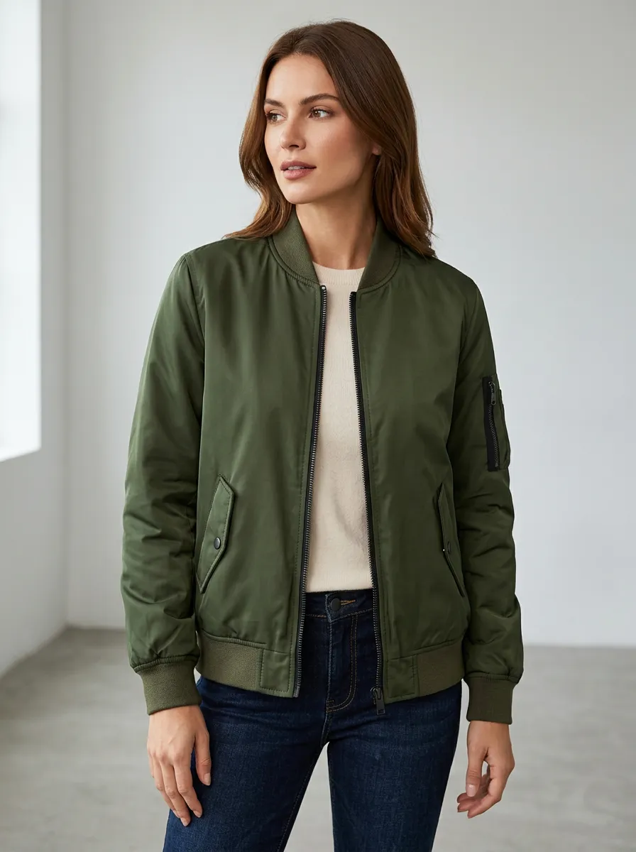Bomber Denim-Style Women's Casual Jacket