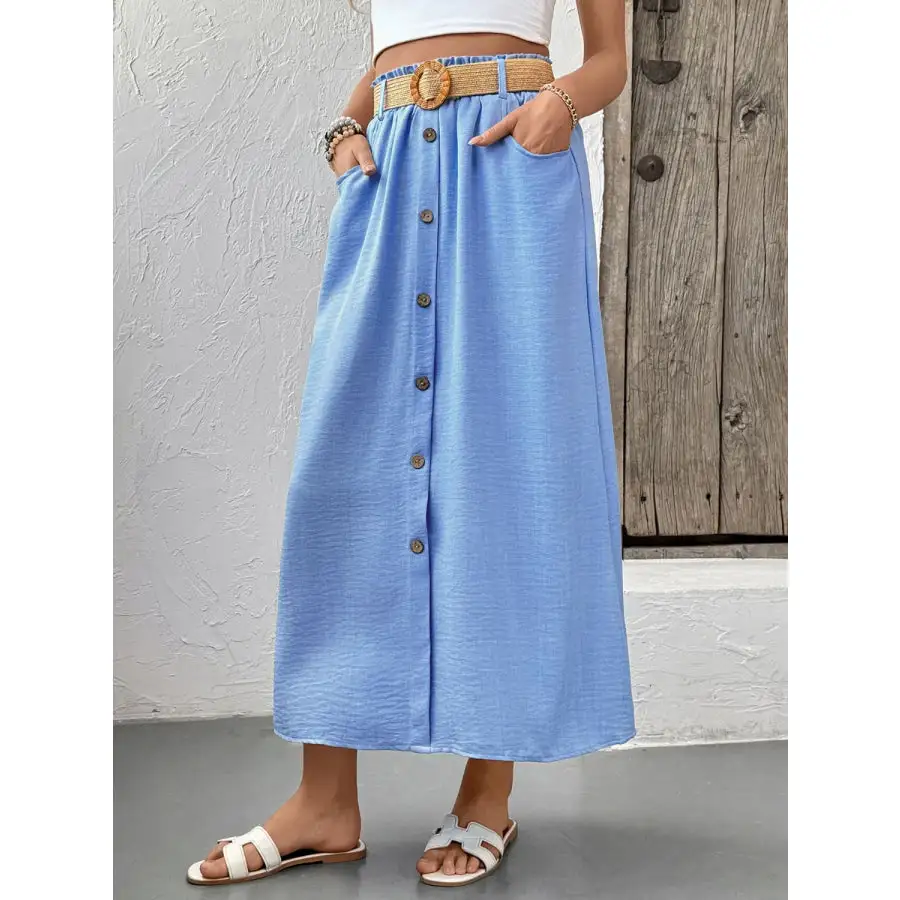 Decor Button Front Midi Skirt