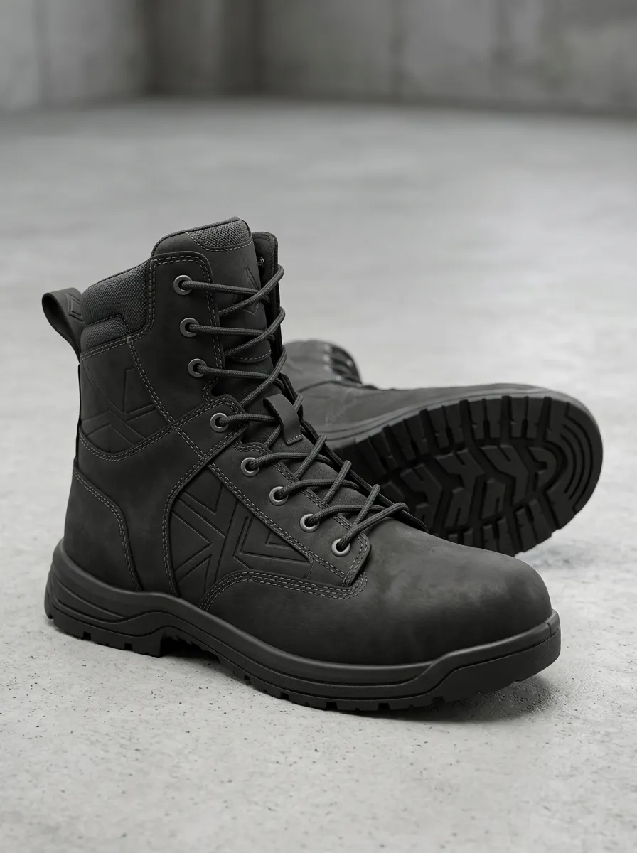Unisex Geometric Pattern Embossed Print Work Boots