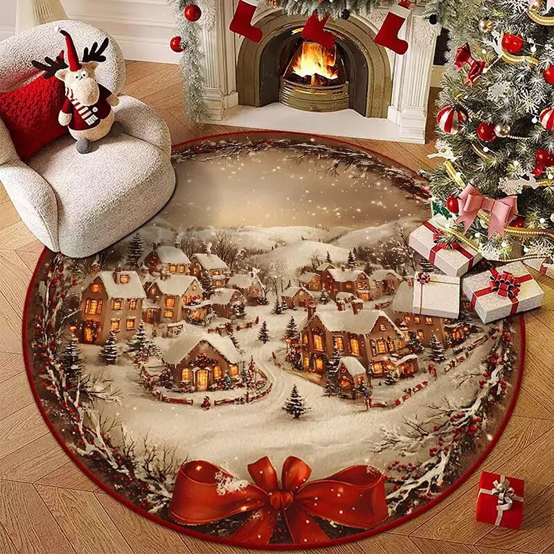 Textured Village Pattern Floor Rug