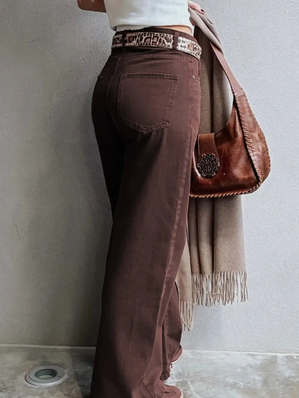 Straight Leg Collared Denim Jeans