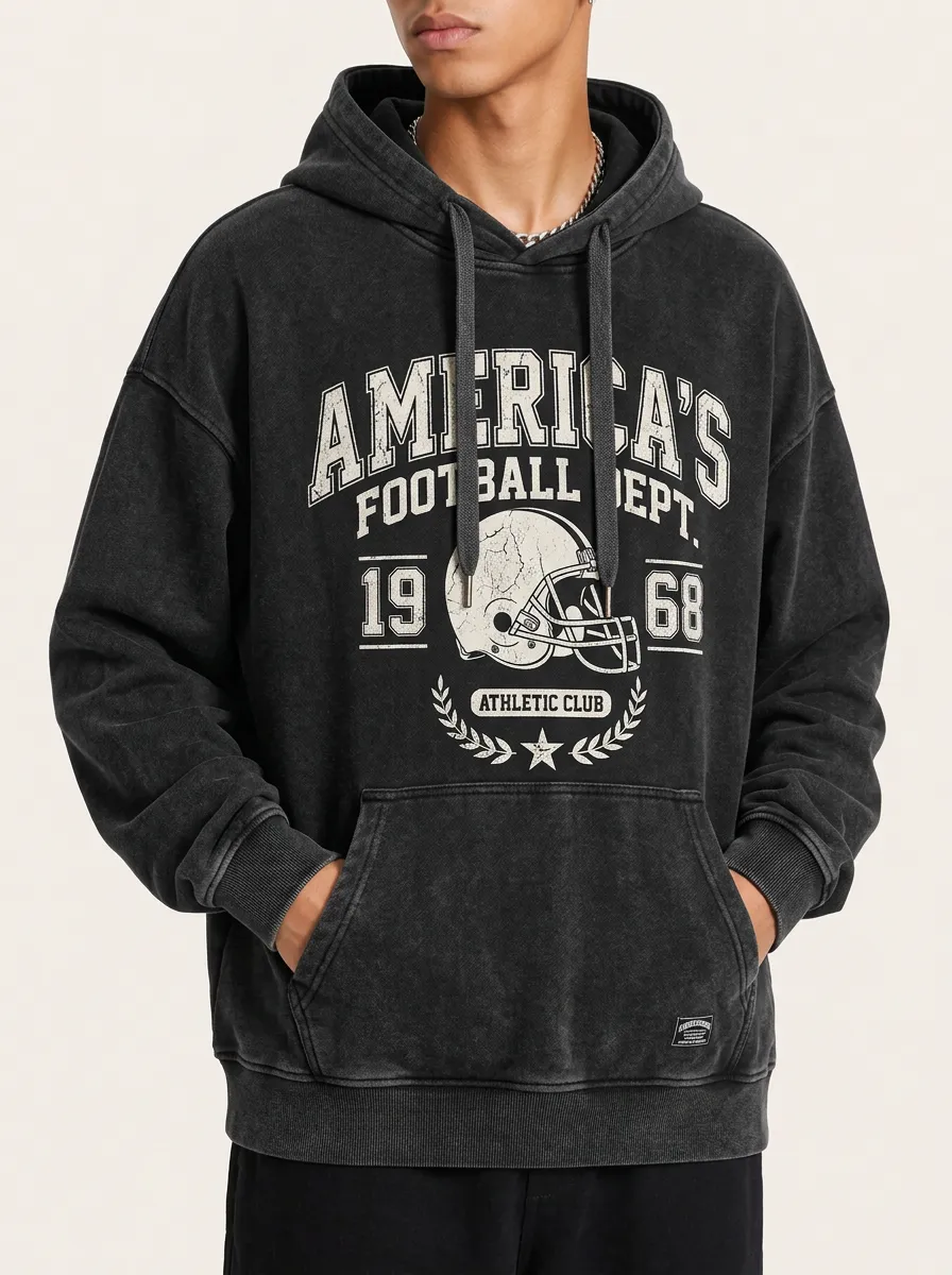 Men's American Football Helmet 1968 Graphic Printed Hoodie