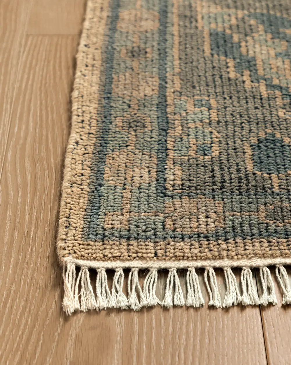 Bordered Hand-Knotted Wool Area Rug