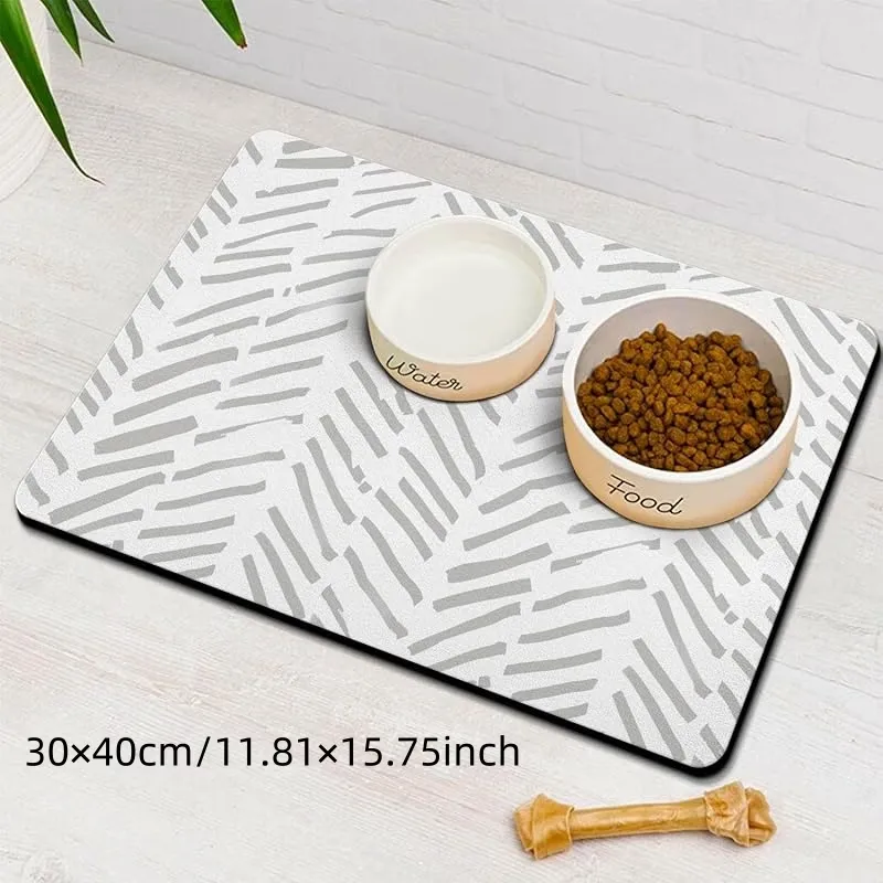 Modern Striped Pet Feeding Mat