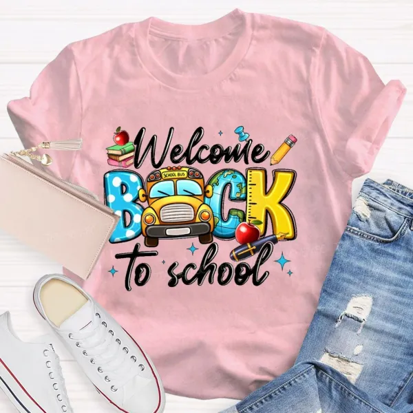 Welcome Back To School  Graphic  School  Bus  Teacher T-Shirt