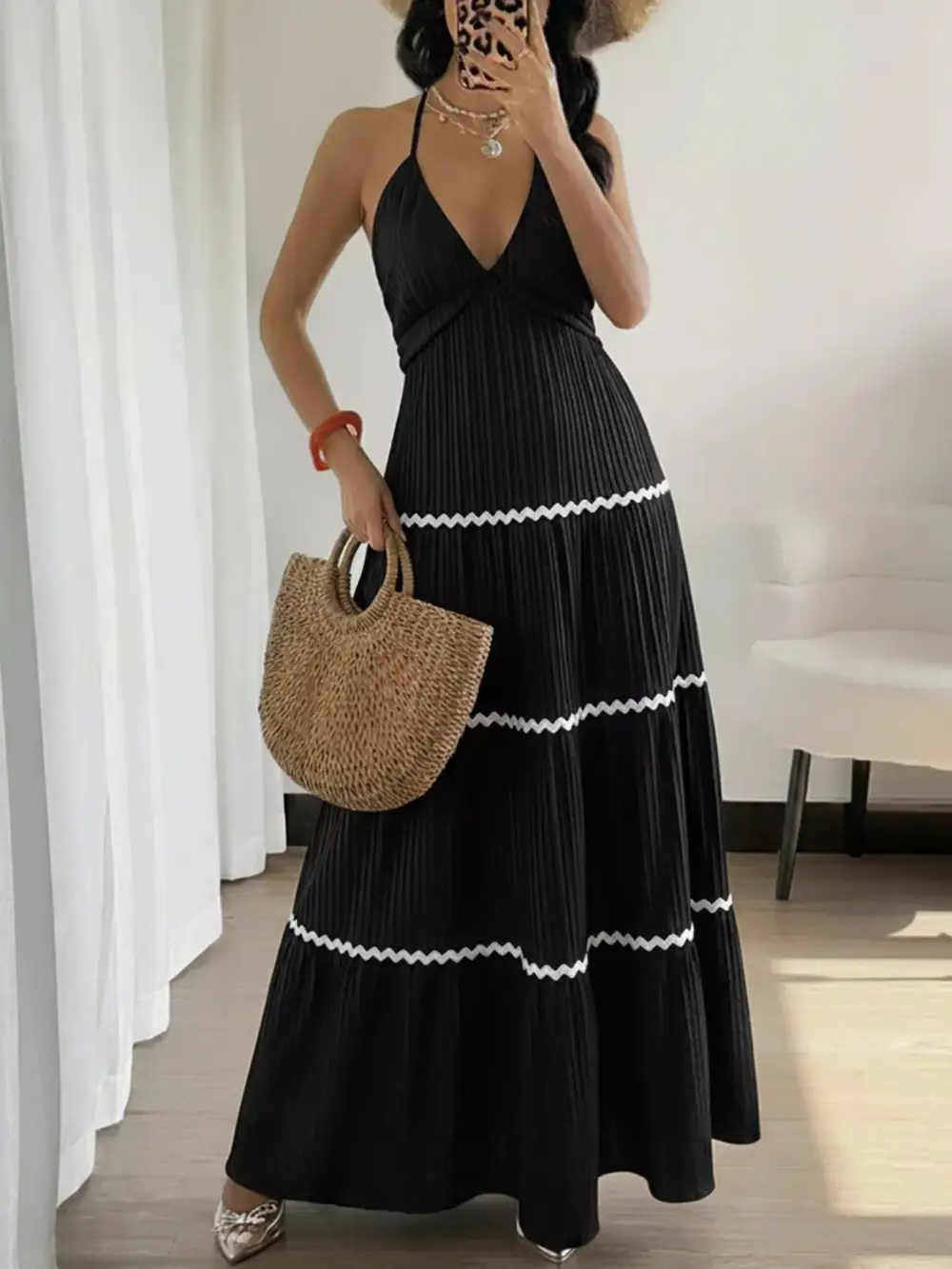 Everyday Halter Neck Pleated Maxi Dress
