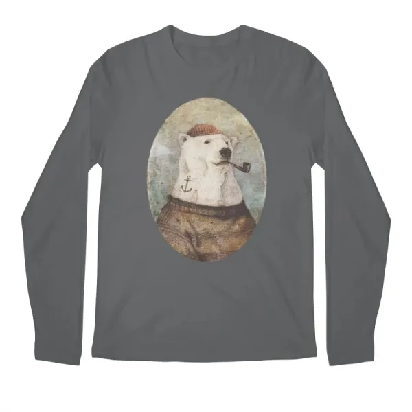 Arctic Bear Art Print Men's Round-Neck Long-Sleeved T-Shirt