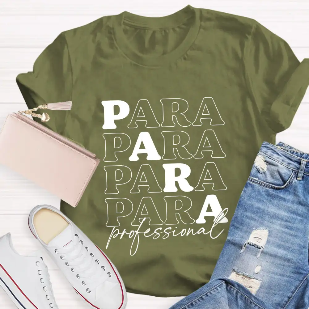 Para Profession Black Letters Teacher T-Shirt