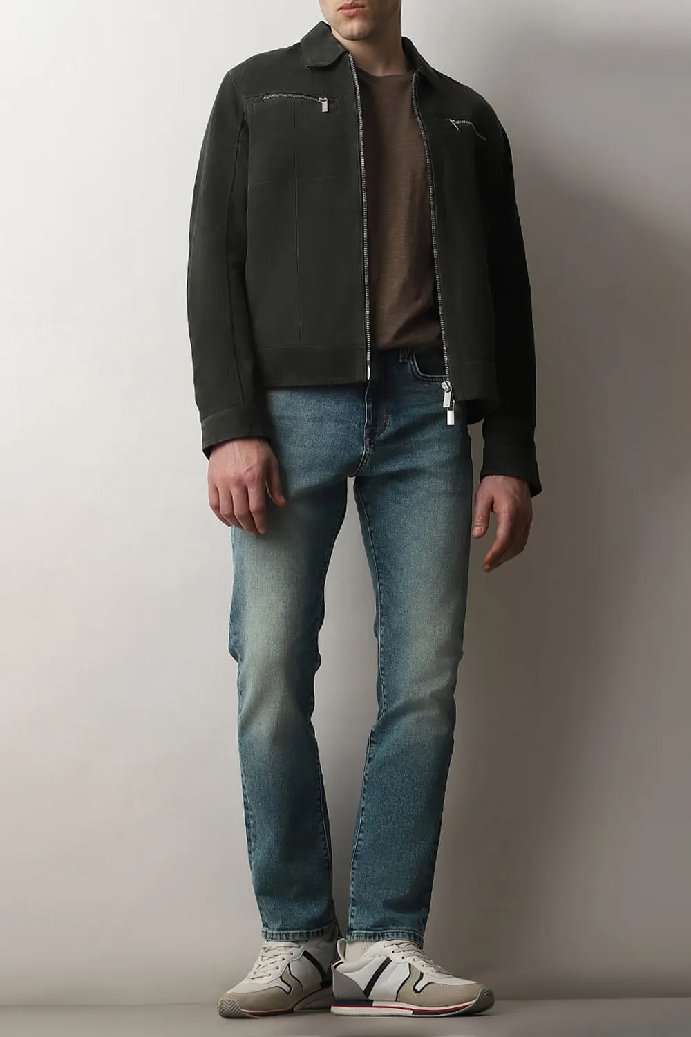Blue Mid Rise Scott Straight Fit JEANS