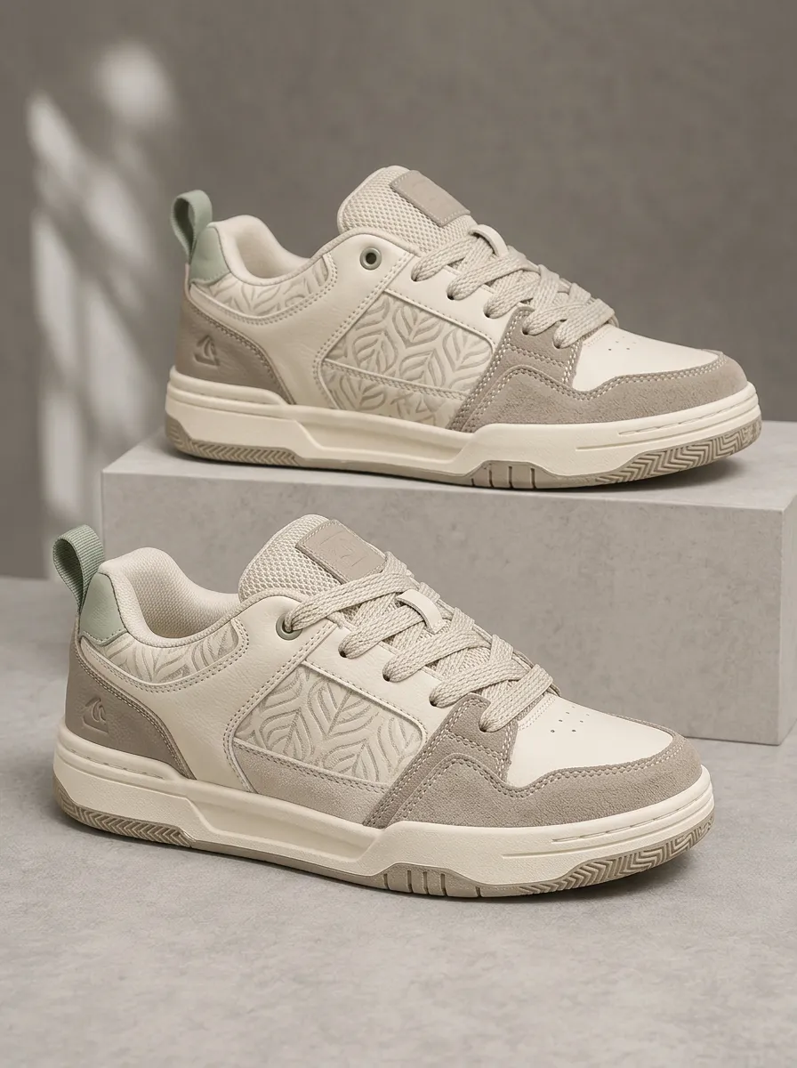 Men's Street Botanical Leaf Pattern Printed Skate Shoes