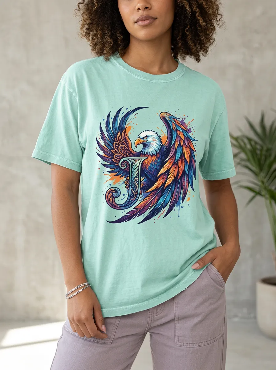Women's Eagle Vintage Inspired Feather Graphic T-Shirt