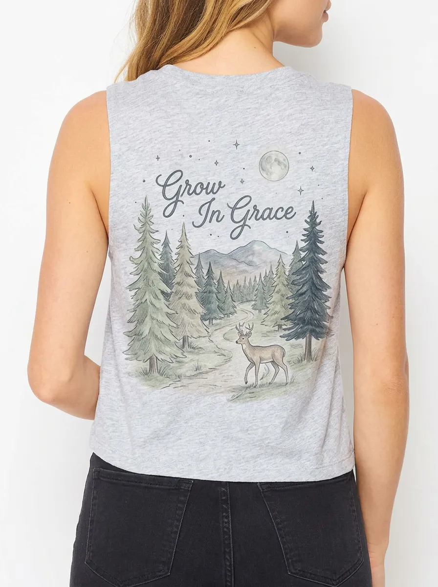 Women's Christian Nature Lover Deer Forest Printed Tank Top