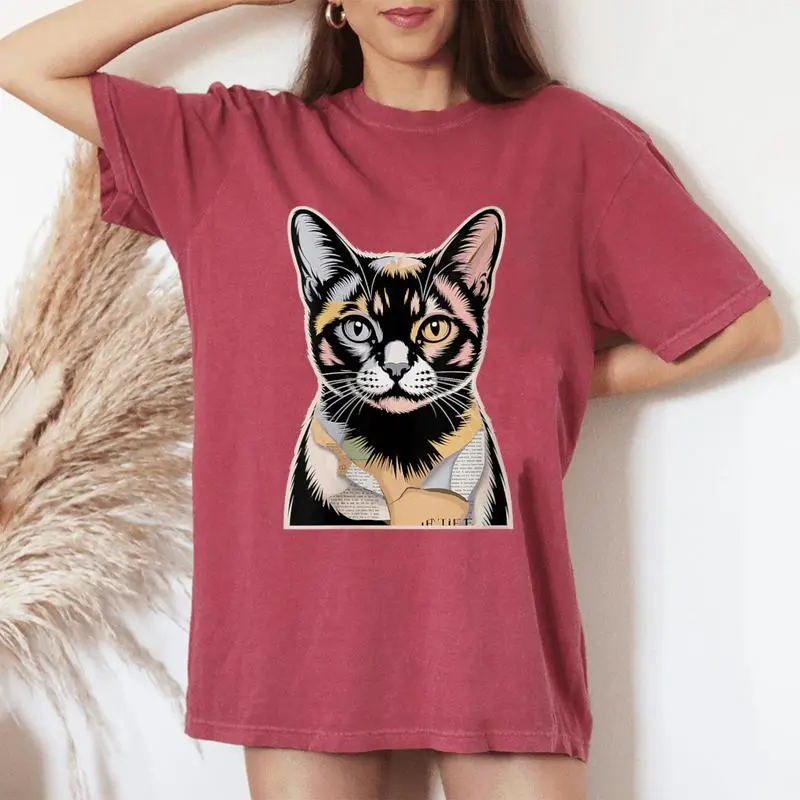 Newspaper Art European Burmese Cat Women's Oversized Comfort Colors T-Shirt