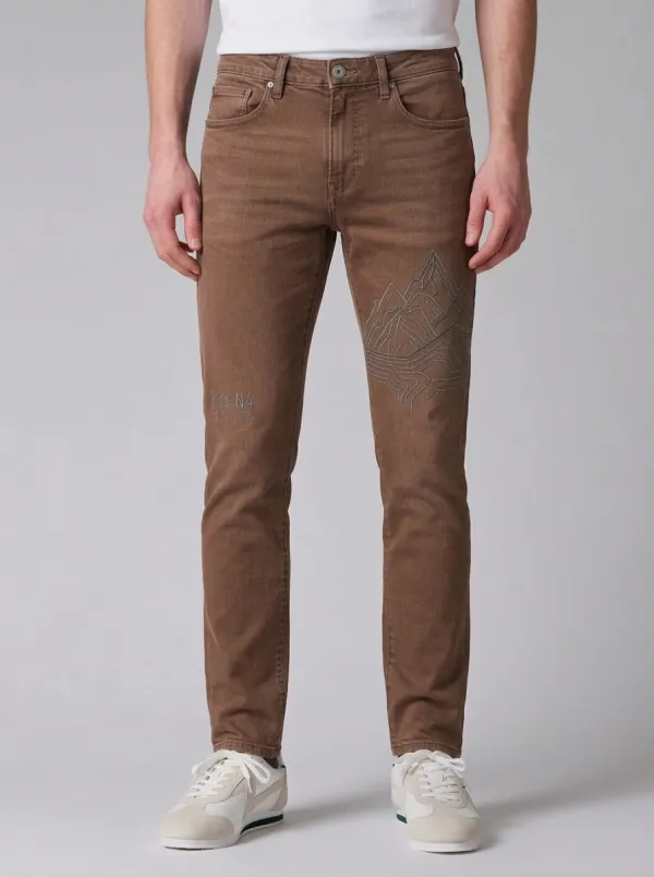 Men's Mountain Landscape Graphic Stretch Jeans