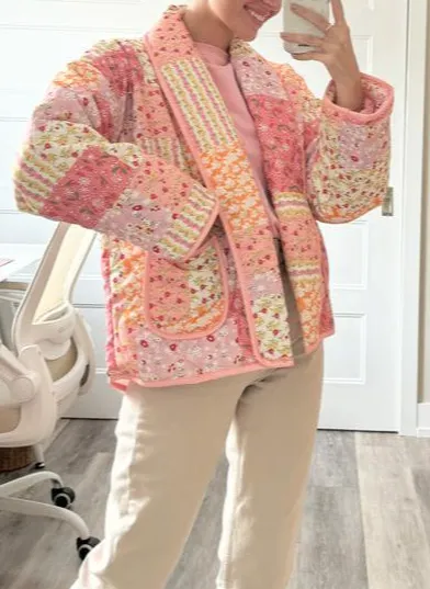 Lapel Collar Polyester Printed Jacket