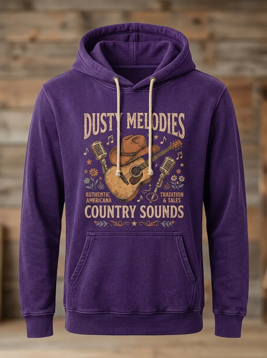 Cowboy-Hat Unisex Country Music Printed Hoodie