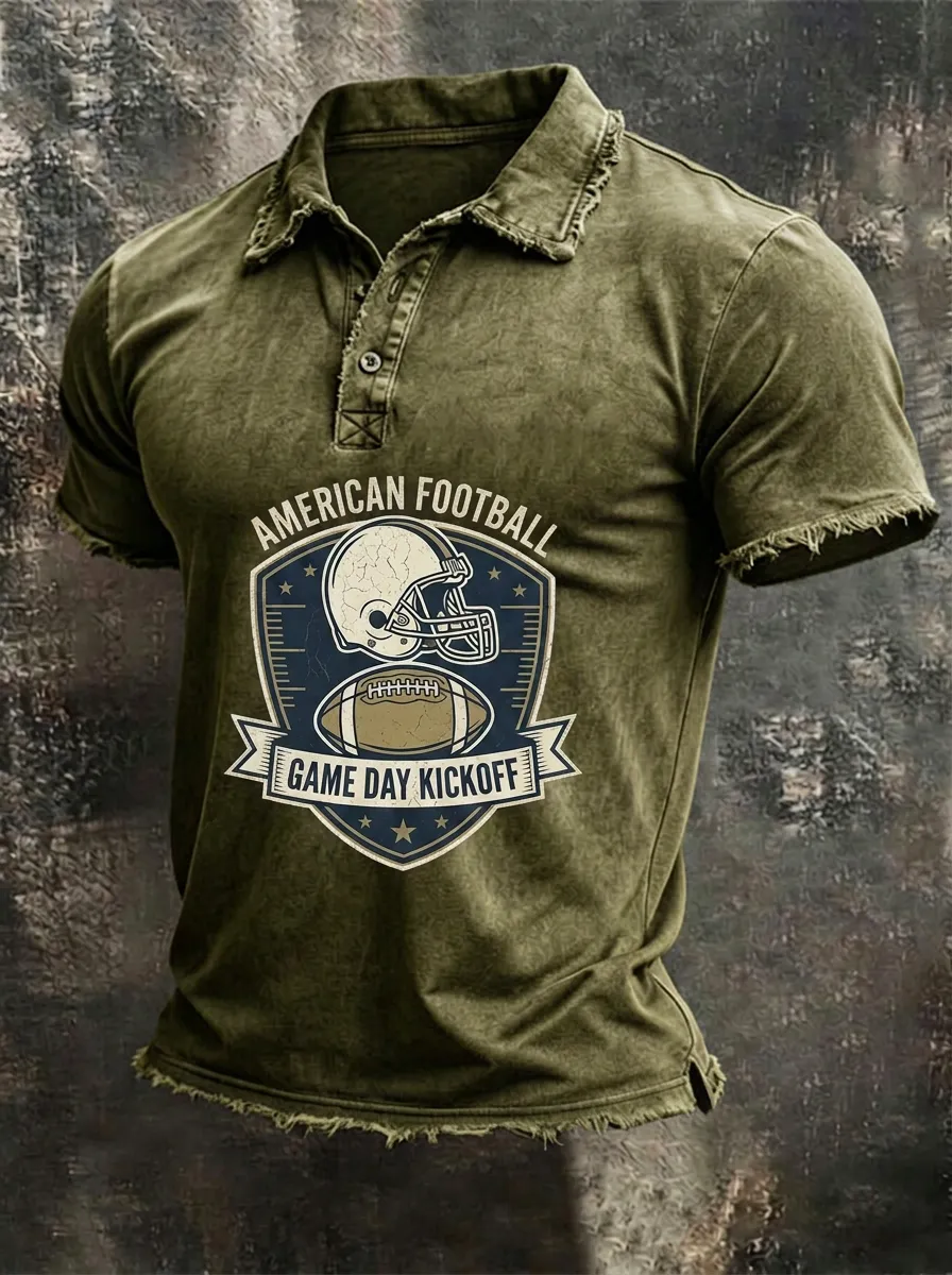 Football Game Day Kickoff Helmet Graphic Polo Shirt