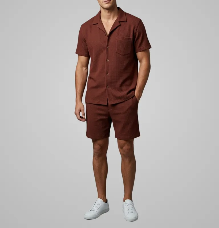 Open Collar Two Piece Set Clean Cut