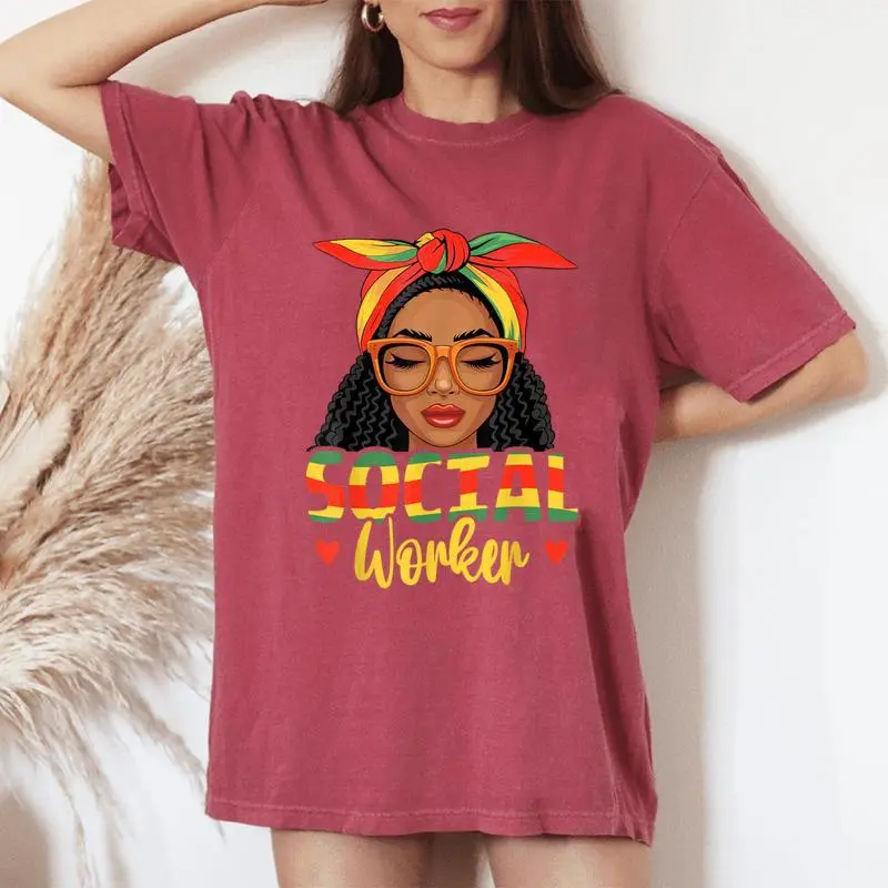Social Worker African American Black History Month Women's Oversized Comfort T-Shirt