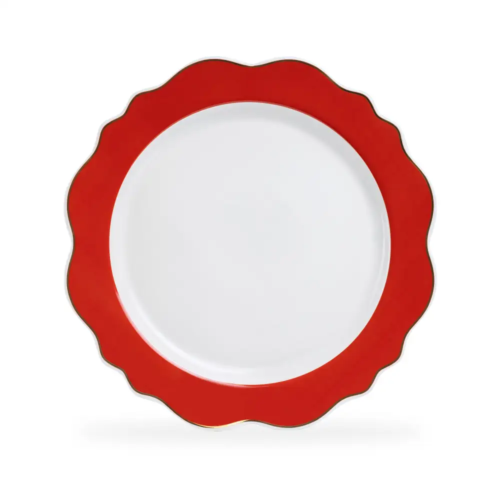Band Scalloped Porcelain Dinner Plate