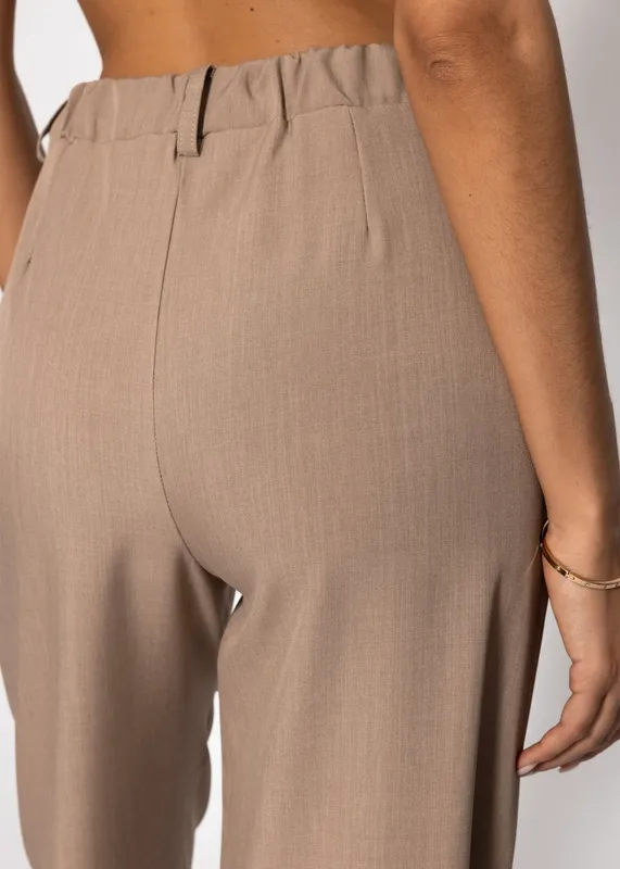 Dark Beige Leg Straight High Pants