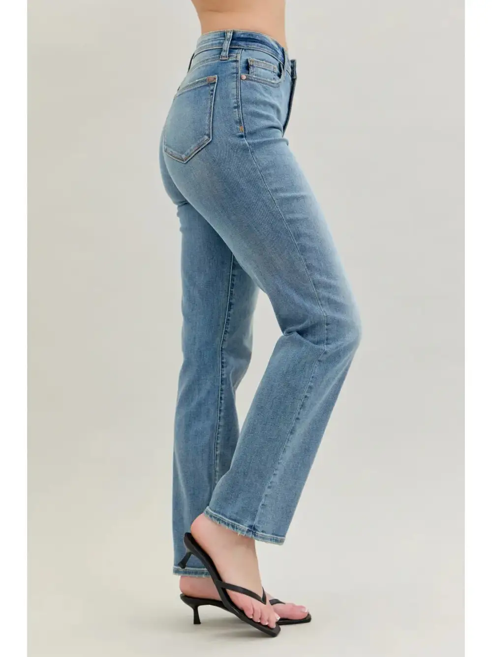 Straight High Waist Cotton Blend Everyday Jeans