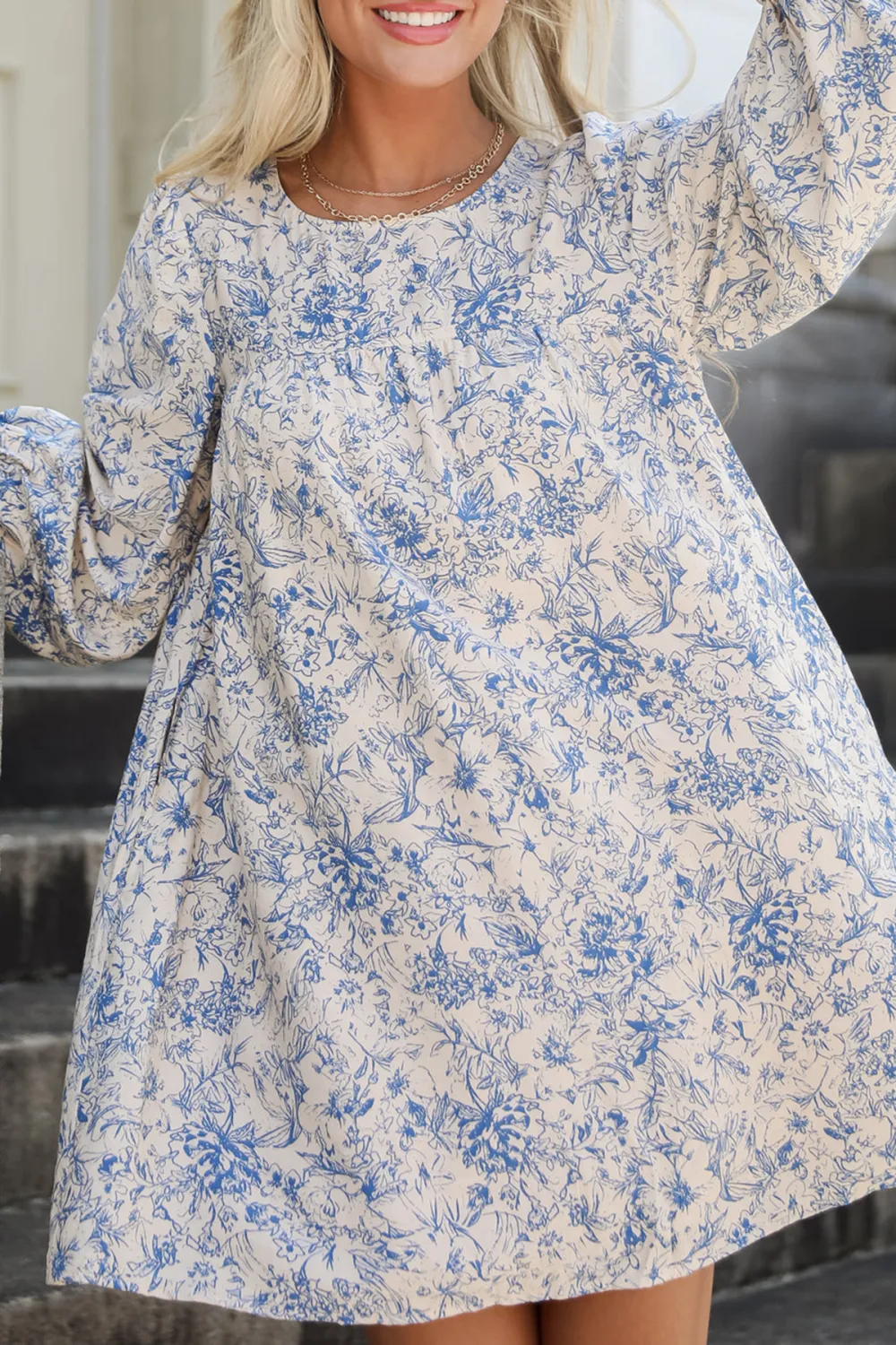Blue Floral Mini Dress